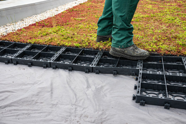 Zelená střecha ECOSEDUM PACK v kombinaci s ECORASTER BLOXX